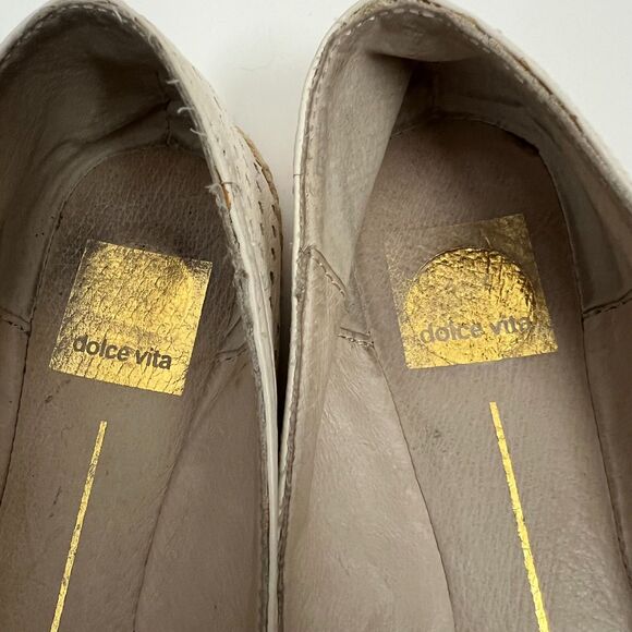 Dolce Vita Ivory Perforated Slip-on Loafers Mules Shoes Flats 6.5 - Picture 6 of 8